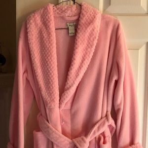 Pink fuzzy robe